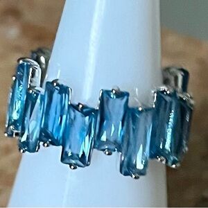 Bomb Party RG45875 All The Answers Aqua Blue Spinel on Rhodium Ring